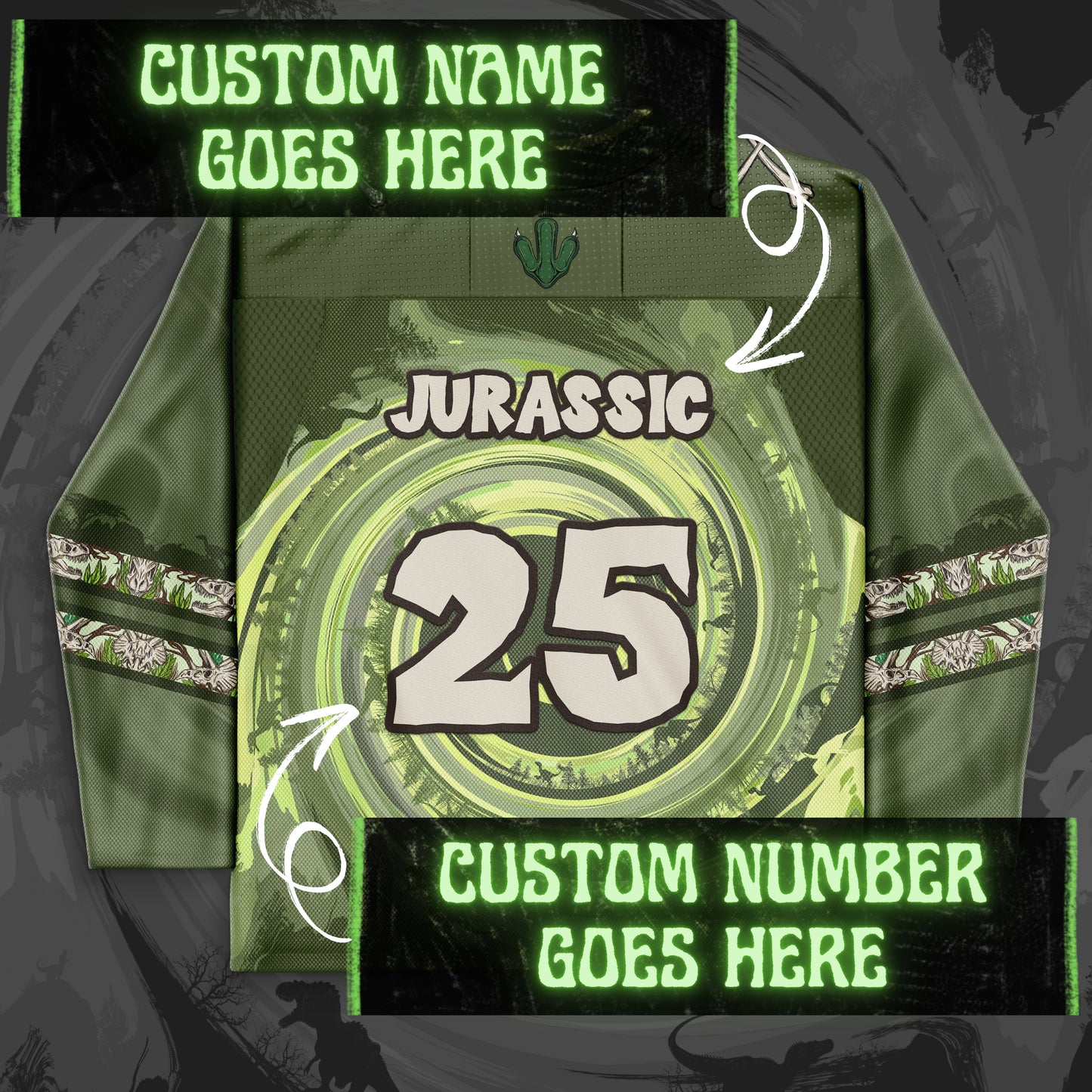 🦴🪨🦖 1/2 The JURASSIC Hockey Jersey [LE 35]